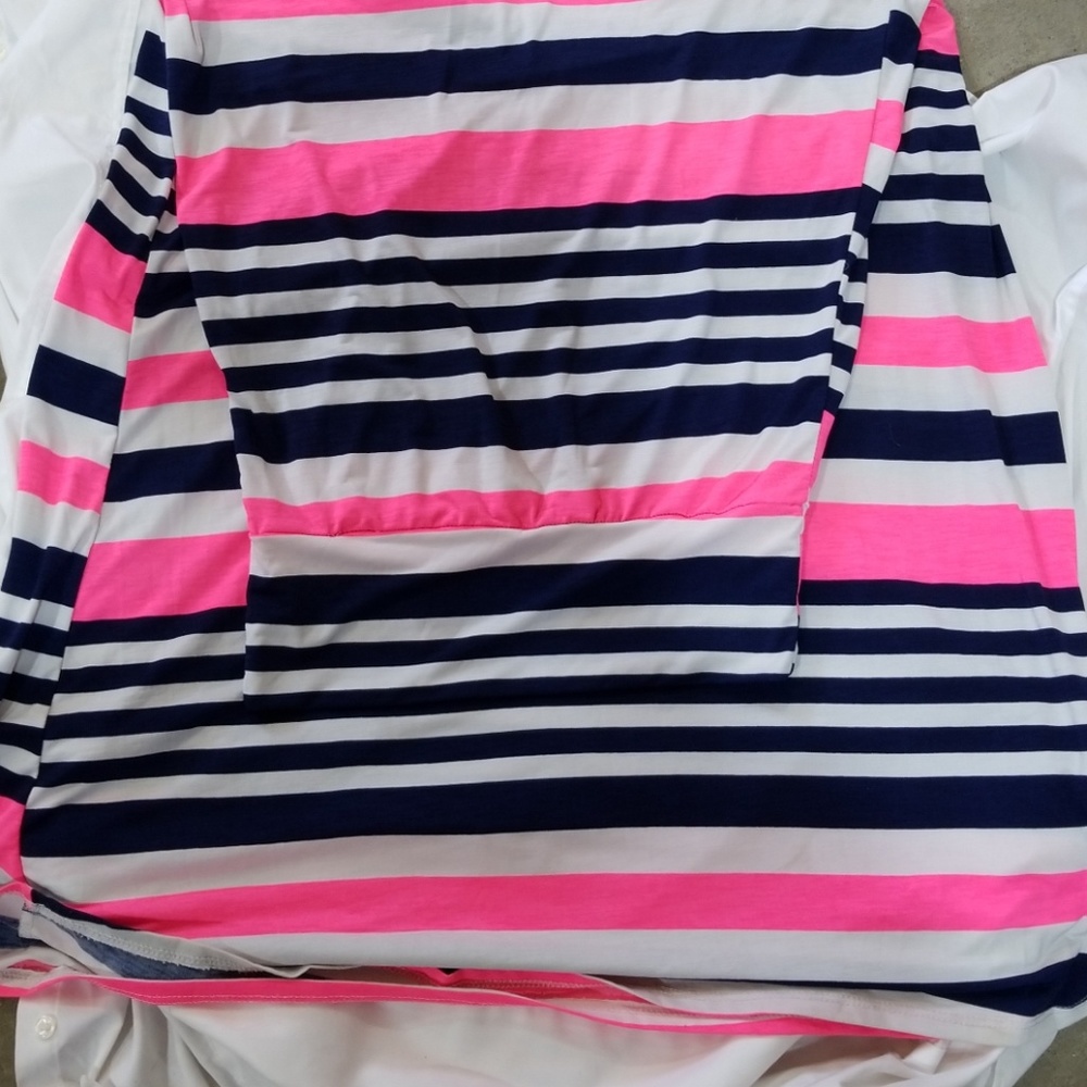 Got Style pink and blue striped maxi skirt